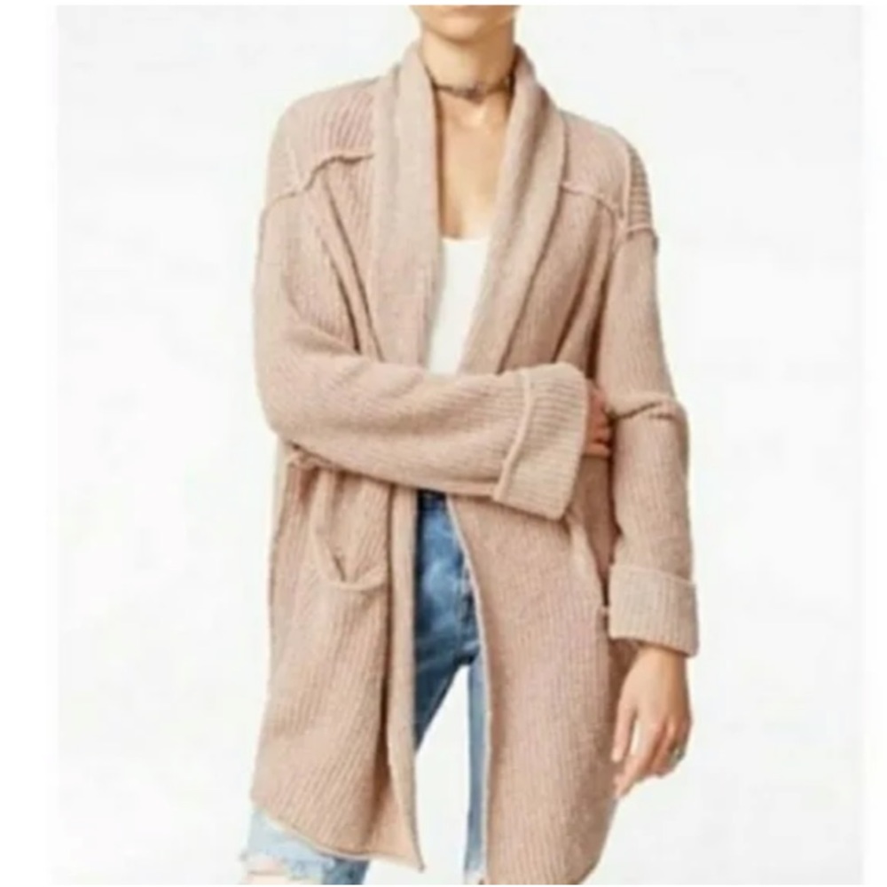 free people low tide cardigan in pink/tan